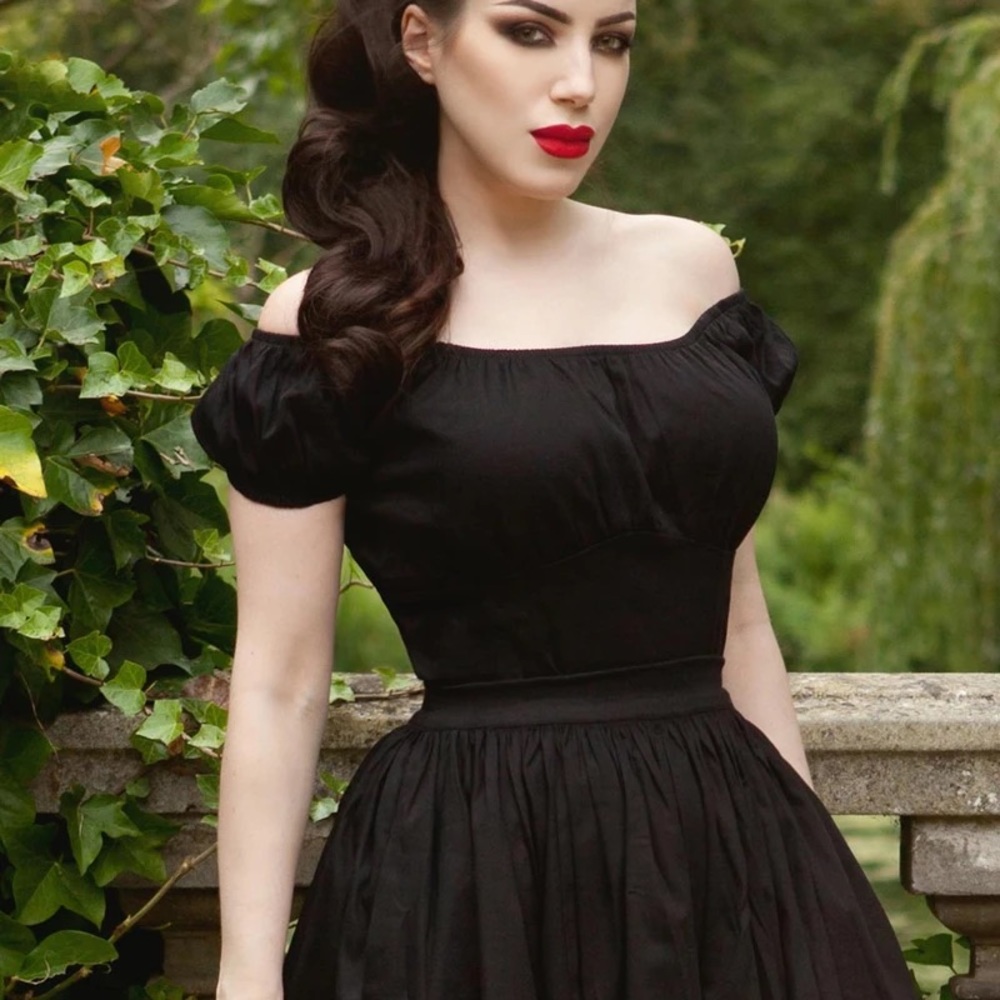 NWT Pinup Girl Black Peasant Dress M